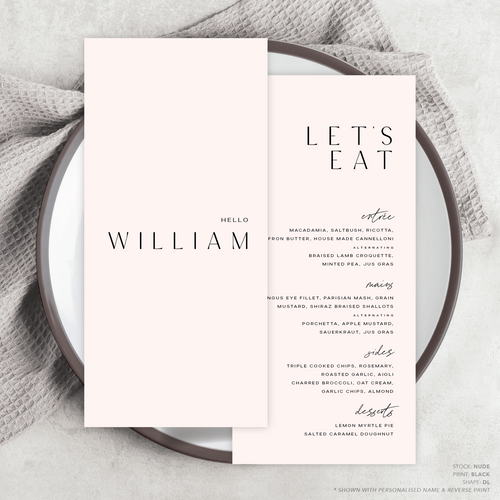 Abbie: Wedding Menu Card