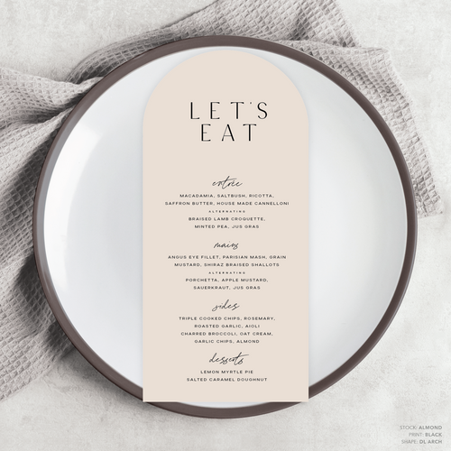 Abbie: Wedding Menu Card