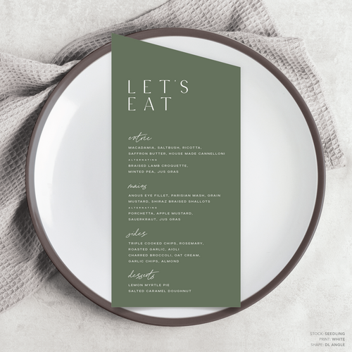 Abbie: Wedding Menu Card