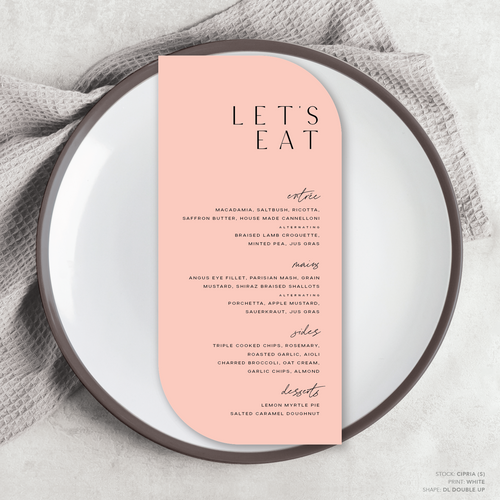 Abbie: Wedding Menu Card