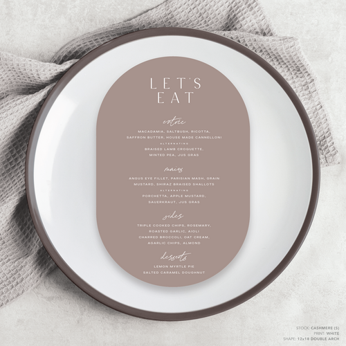 Abbie: Wedding Menu Card
