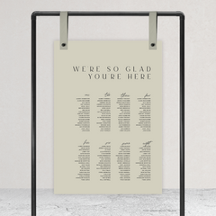 Rectangle shape flat lay of Abbie wedding seating chart with clean, elegant layout and timeless typography, styled with a minimalist aesthetic.
