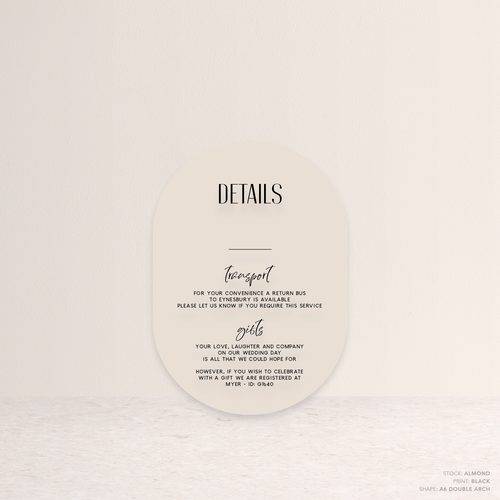 Be My Baby: Wedding Info Card