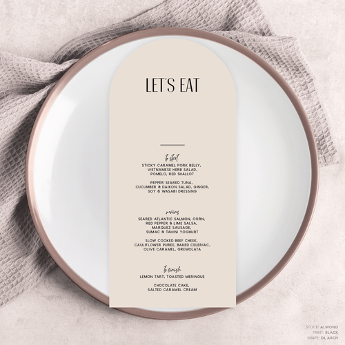Be My Baby: Wedding Menu Card