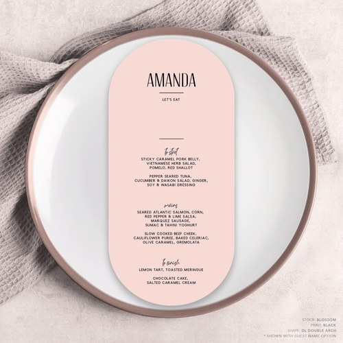 Be My Baby: Wedding Menu Card