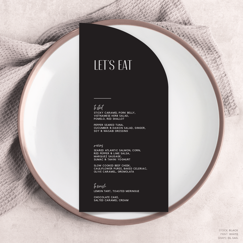 Be My Baby: Wedding Menu Card