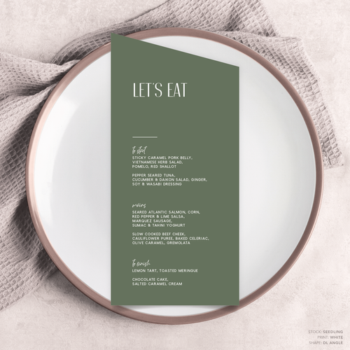 Be My Baby: Wedding Menu Card