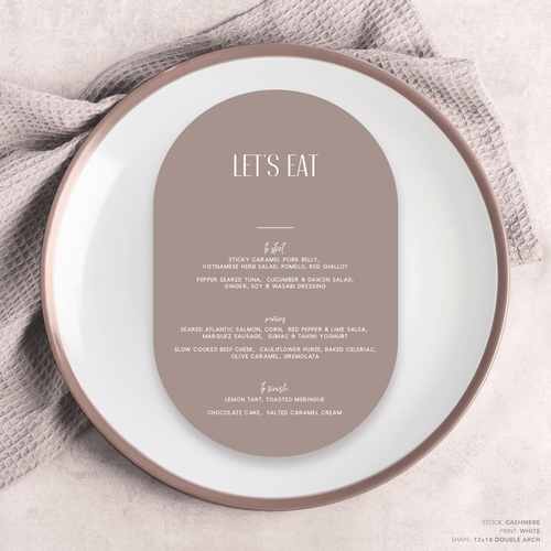 Be My Baby: Wedding Menu Card