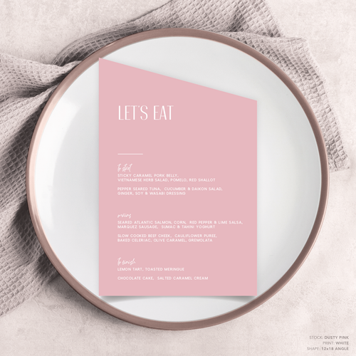 Be My Baby: Wedding Menu Card