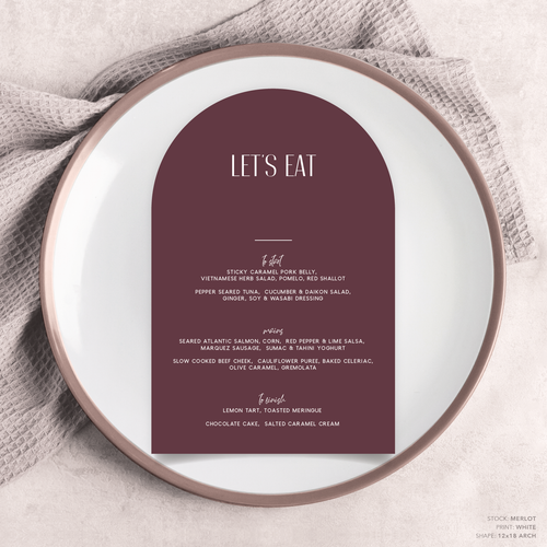 Be My Baby: Wedding Menu Card