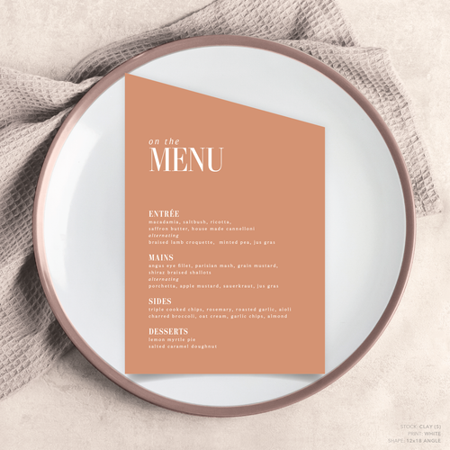 Claire: Wedding Menu Card