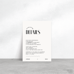 Edward: Wedding Info Card