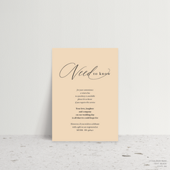 Golden Afternoon: Wedding Info Card