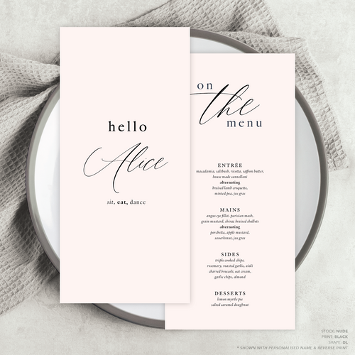 Golden Afternoon: Wedding Menu Card