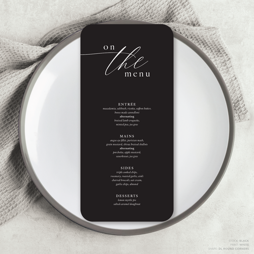 Golden Afternoon: Wedding Menu Card