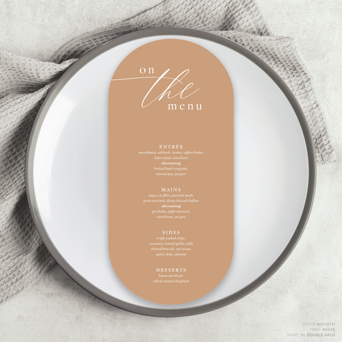 Golden Afternoon: Wedding Menu Card