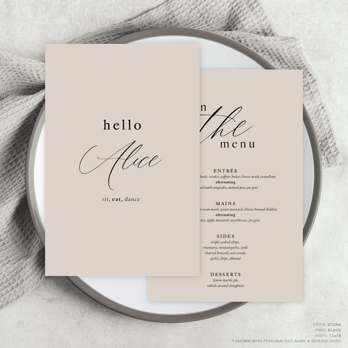 Golden Afternoon: Wedding Menu Card