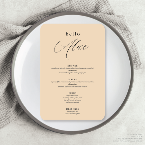 Golden Afternoon: Wedding Menu Card
