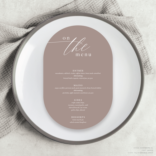 Golden Afternoon: Wedding Menu Card
