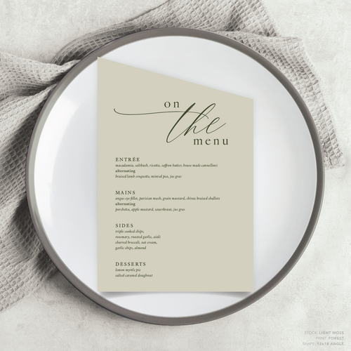 Golden Afternoon: Wedding Menu Card