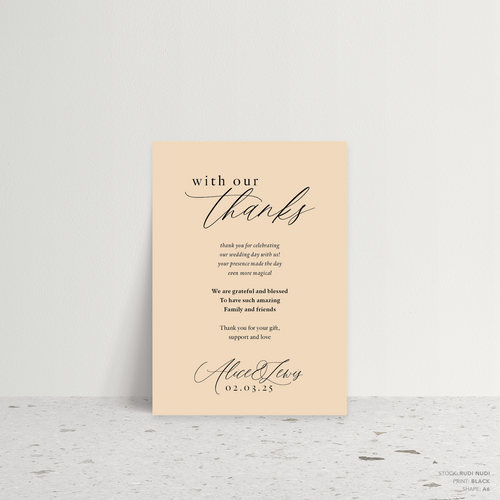 Golden Afternoon: Wedding Thank You Card