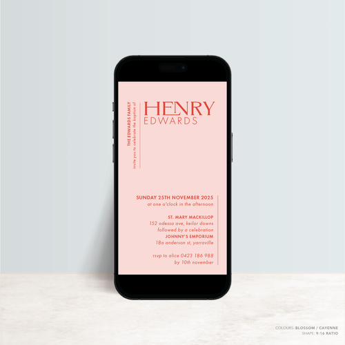 Henry: Digital Baptism Invitation + Digital Birthday Invitation