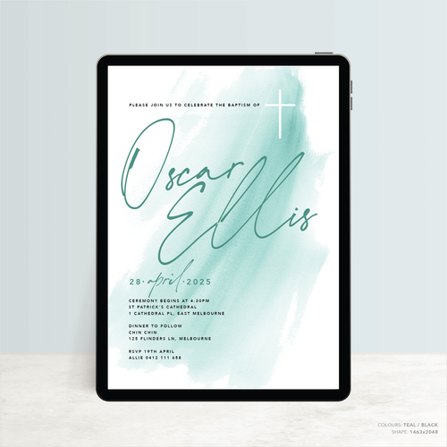 Oscar: Digital Baptism Invitation + Digital Birthday Invitation