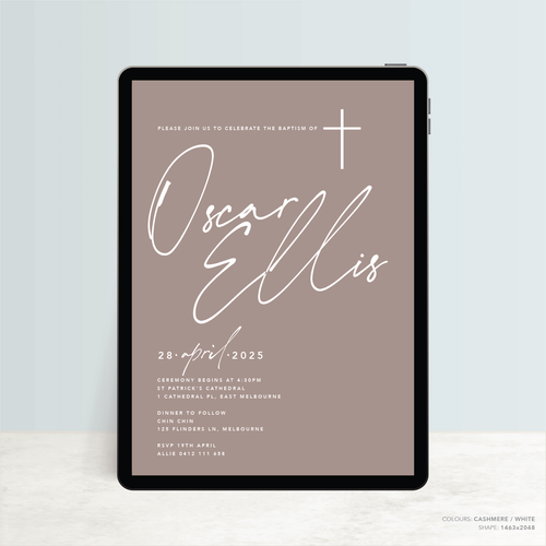 Oscar: Digital Baptism Invitation + Digital Birthday Invitation