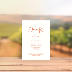 Vino: Wedding Info Card