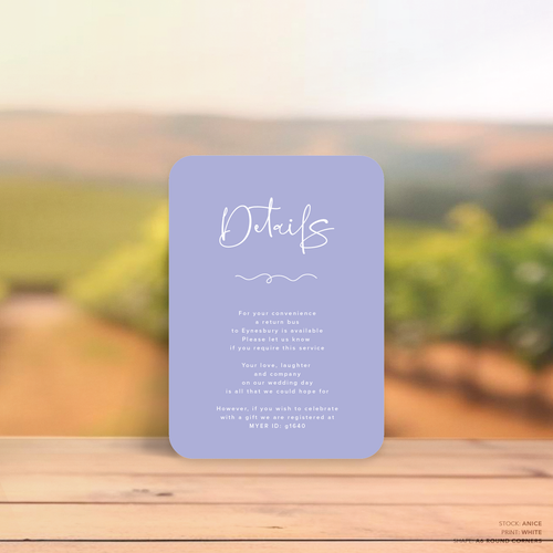 Vino: Wedding Info Card