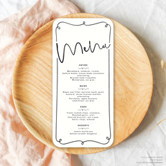 Vino: Wedding Menu Card