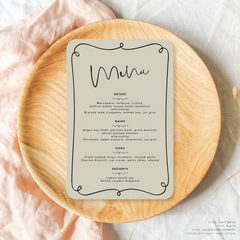 Vino: Wedding Menu Card