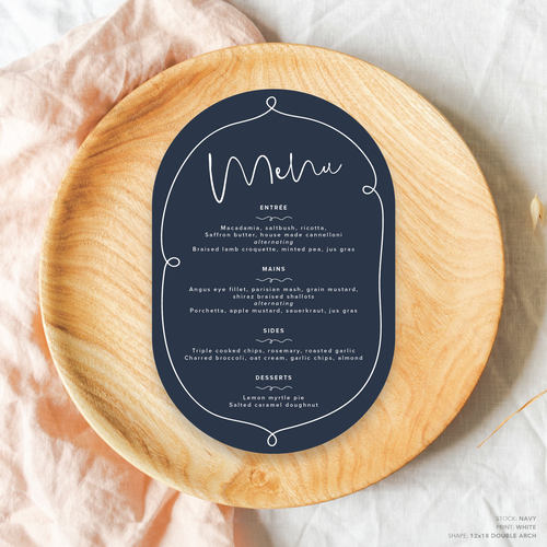 Vino: Wedding Menu Card