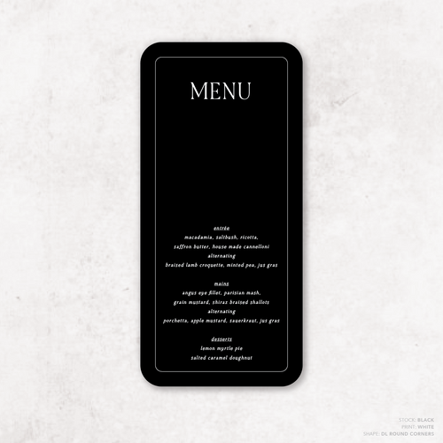 All I Ask Of You: Wedding Menu