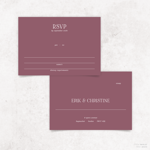 All I Ask Of You: Wedding RSVP Card