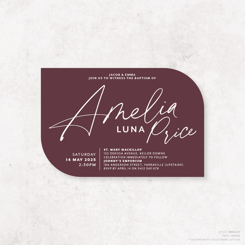 Amelia: Baptism Invitation + Birthday Invitation