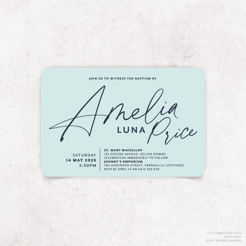 Amelia: Baptism Invitation + Birthday Invitation