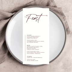 Amelia: Baptism Menu Card