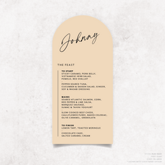 Amelia: Baptism Menu Card