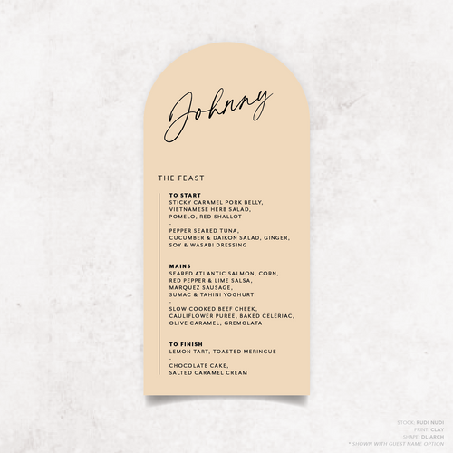 Amelia: Baptism Menu Card