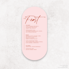 Amelia: Baptism Menu Card