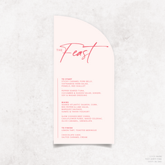 Amelia: Baptism Menu Card