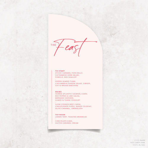 Amelia: Baptism Menu Card