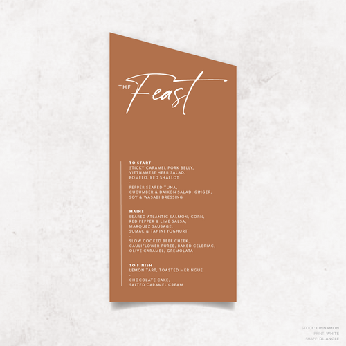 Amelia: Baptism Menu Card