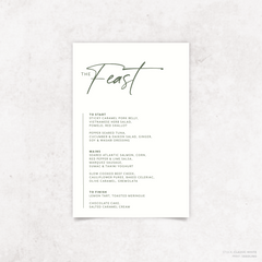 Amelia: Baptism Menu Card