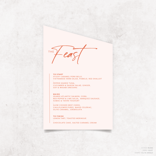 Amelia: Baptism Menu Card