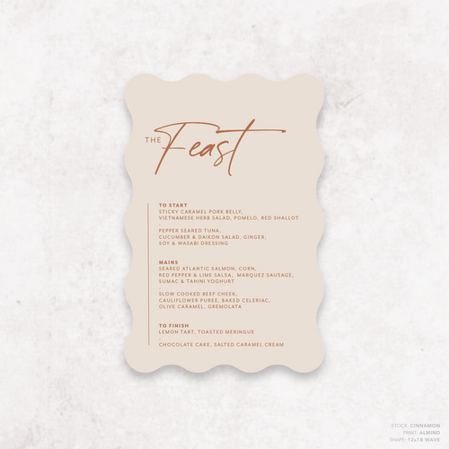 Amelia: Baptism Menu Card