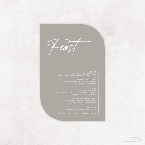 Amelia: Baptism Menu Card