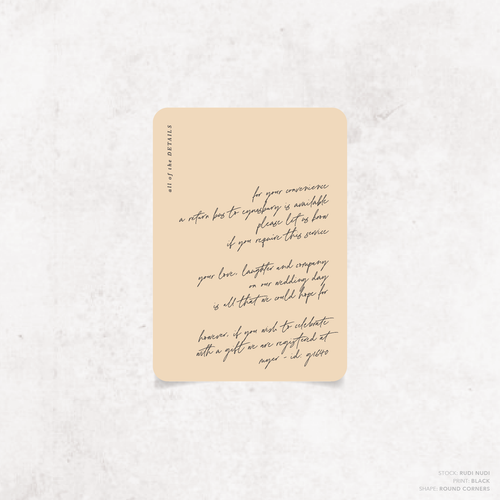 Before Sunrise: Wedding Info Card