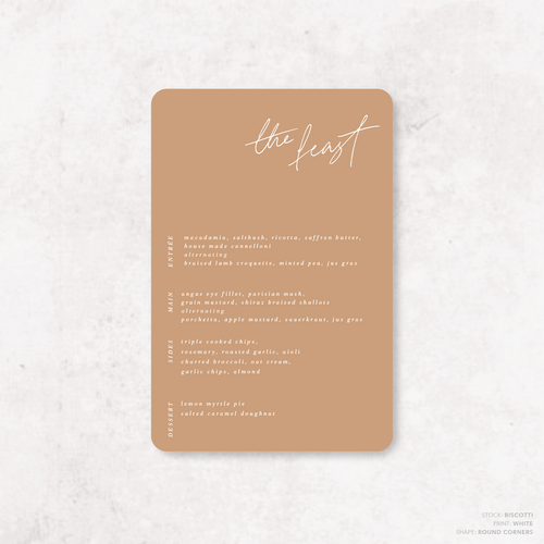 Before Sunrise: Wedding Menu Card